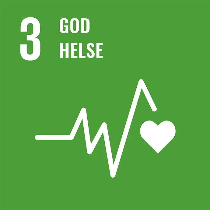 Logo for FN's bærekraftsmål nummer 3