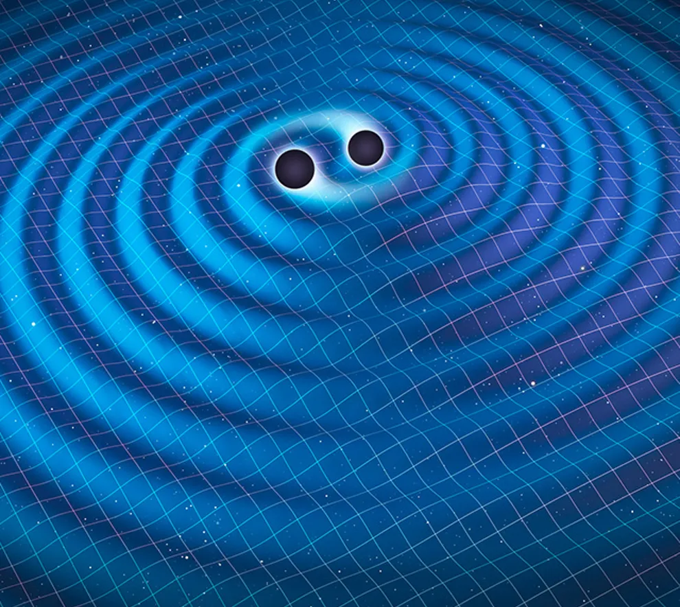 Illustrasjon av gravitasjonsbølger i universet