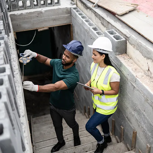To personer som er på byggeplass