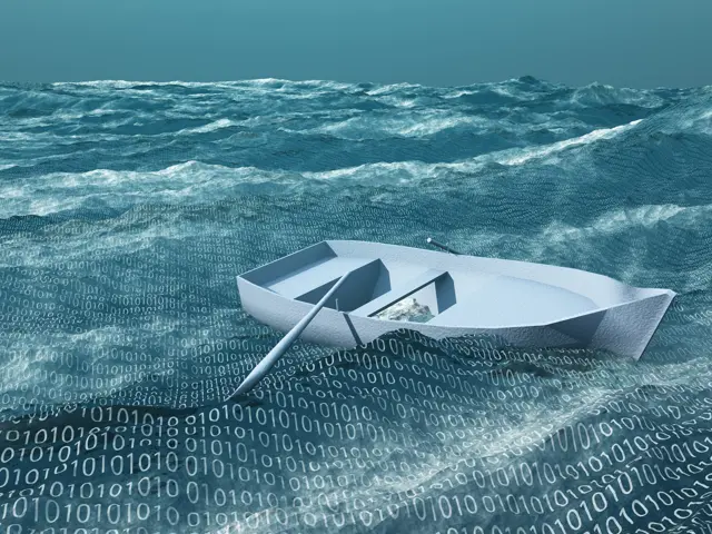 En robåt på en sjø av nuller og enere