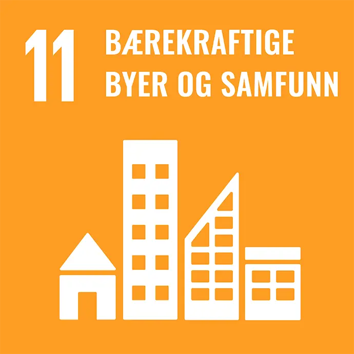Logo for FN's bærekraftsmål nummer 11