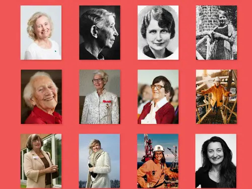 Kollasj med bilder av kvinnelige pionerer