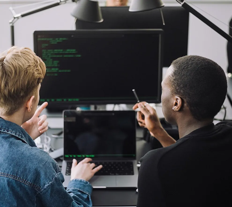 To studenter foran skjerm