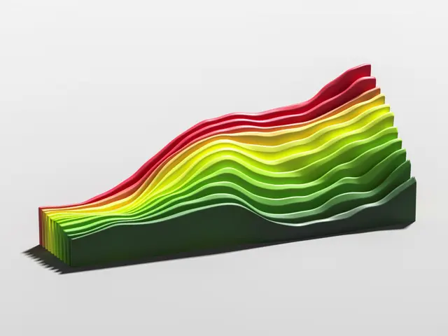 3D-graf i grønt, gult og rødt