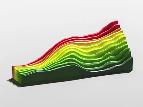 3D-graf i grønt, gult og rødt
