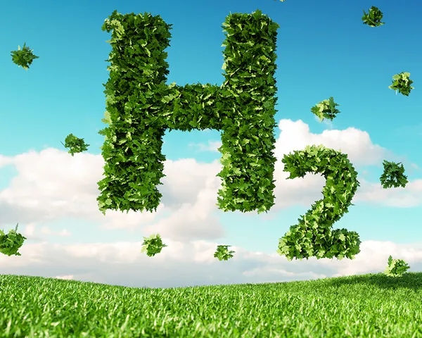 Illustrasjonsbilde av gress og himmel med H2 tegnet inn