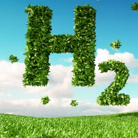 Illustrasjonsbilde av gress og himmel med H2 tegnet inn