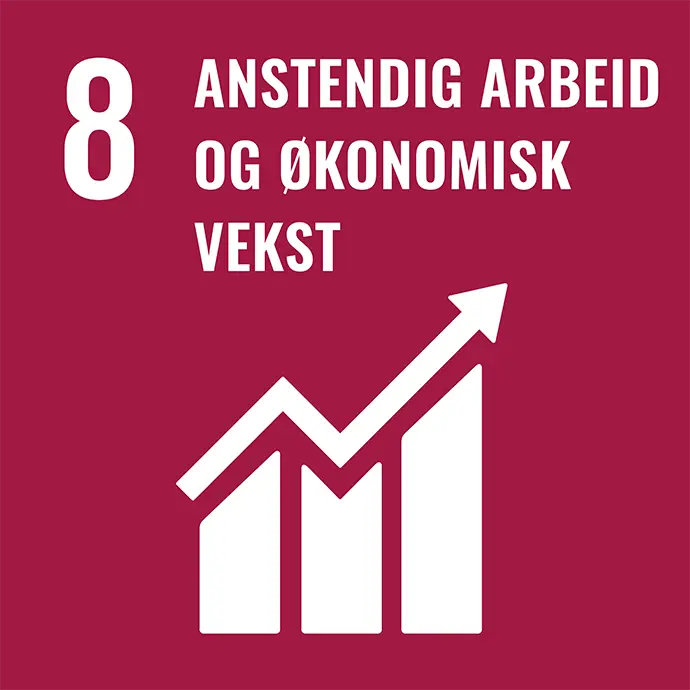 Logo for FN's bærekraftsmål nummer 8