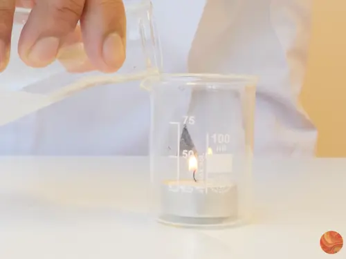 Et glass holdes over et glass med et brennende telys