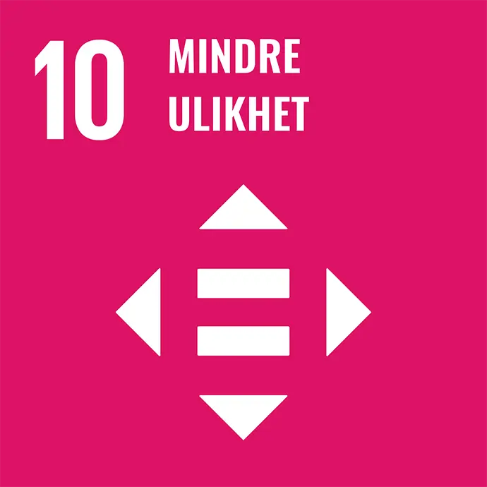 Logo for FN's bærekraftsmål nummer 10