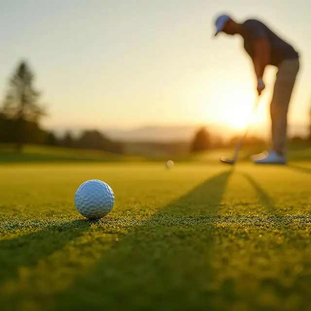 Mann som spiller golf