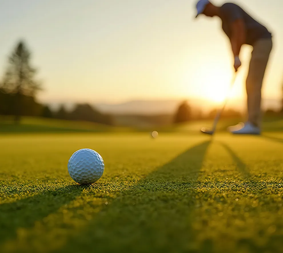 Mann som spiller golf