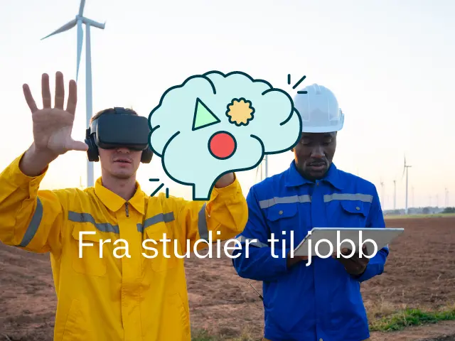 To menn i arbeidsklær på jobb. En med VR-briller