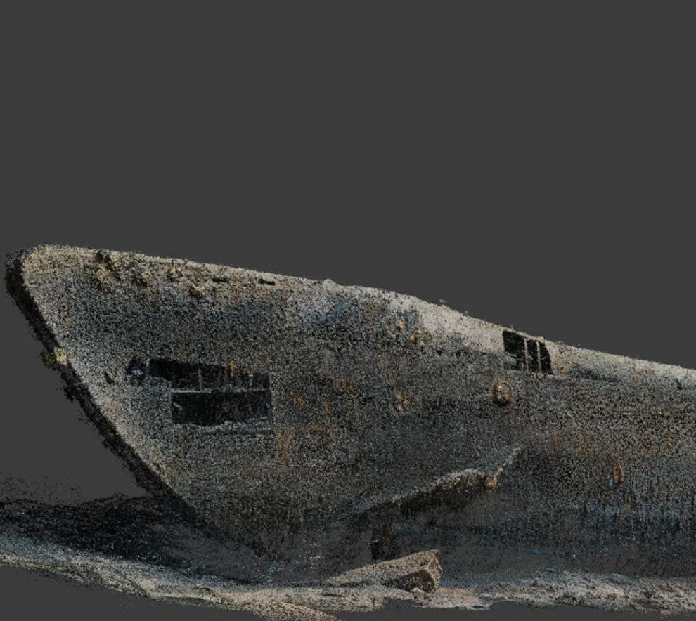 Fotogrammetri av forskipet til U-864. Foto: Kystverket