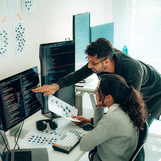 To personer som ser på data