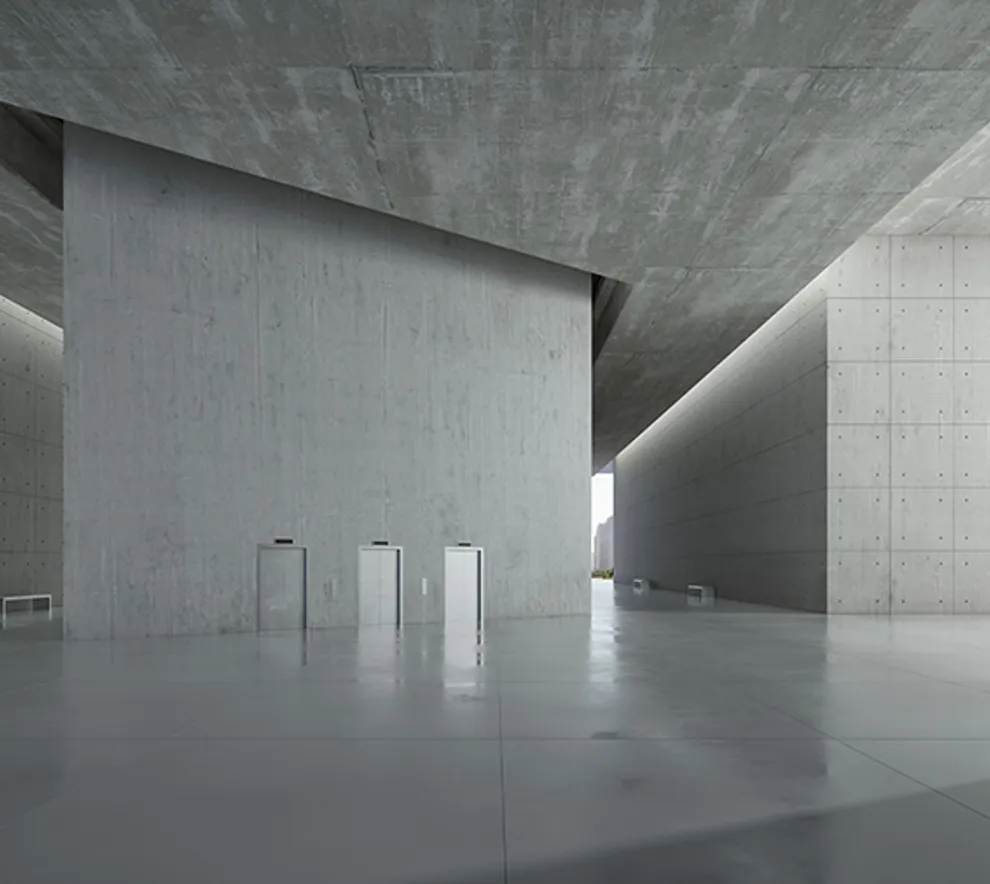 Interiøret av moderne betongbygg
