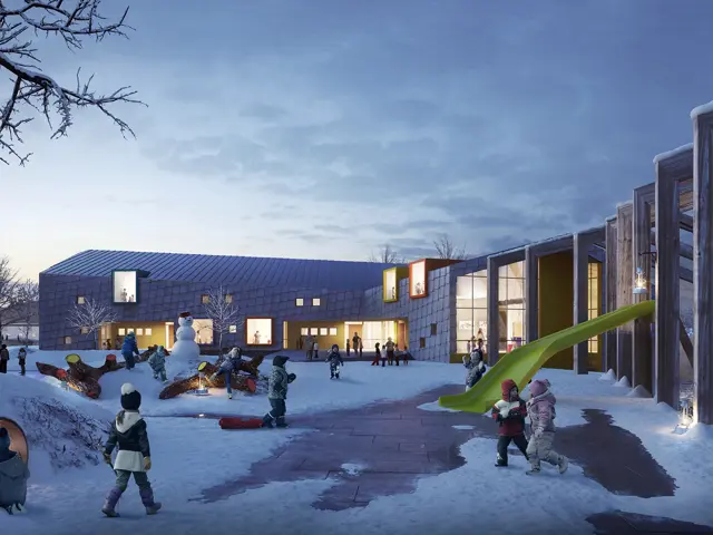 Illustrasjon av plusshuset Kilden barnehage