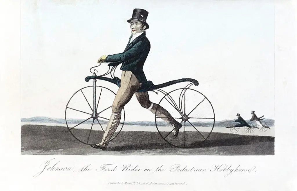 Tegning av en mann på en løpesykkel