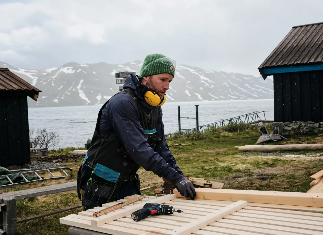 Mann sager utendørs