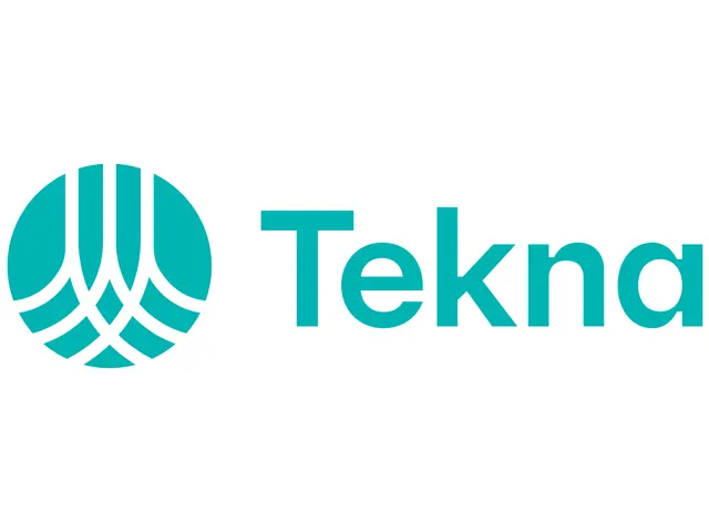 Tekna logo i tyrkis på hvit bakgrunn