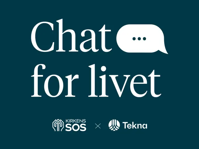 Grafikk: Chat for livet (logo) og mindre logoer under Kirkens SOS x Tekna