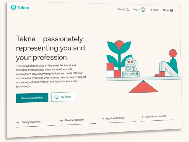 Screenshot of tekna.no in english