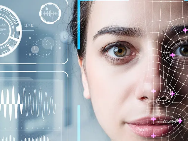 Illustrasjonsbilde av en ung kvinne, data og kretskort