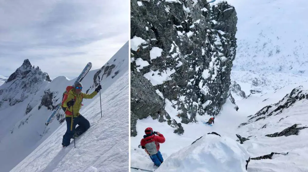 Øyvind Dahle og Trond Stokke på snødekte bratte fjell