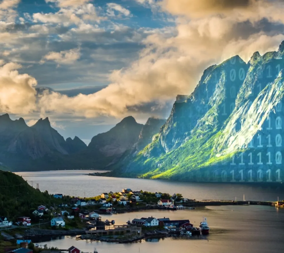 Norske fjord, fjell, binære tall koding