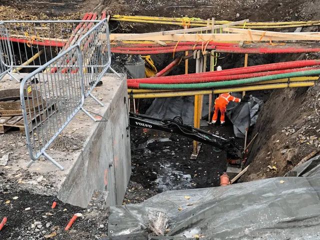 Byggeplass av kulvert i Bekkestua