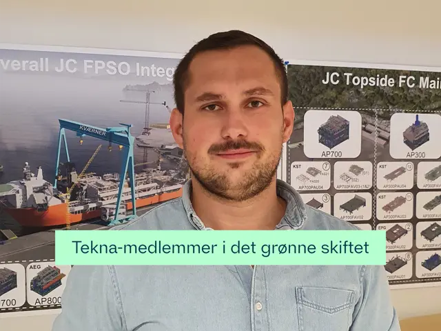 Admir Sabaredzovic med teksten: Tekna-medlemmer i det grønne skiftet