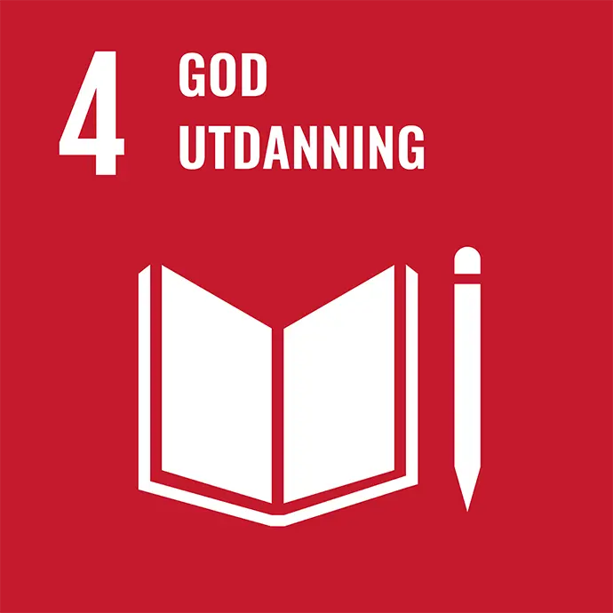 Logo for FN's bærekraftsmål nummer 4