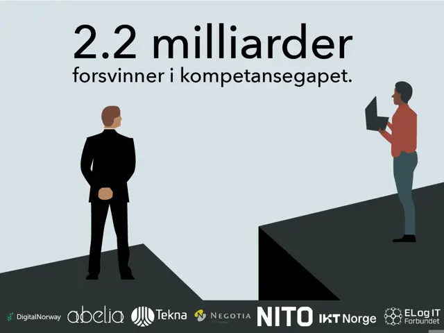 Illustrasjon av to tegnefigurer som står med et gap i mellom dem