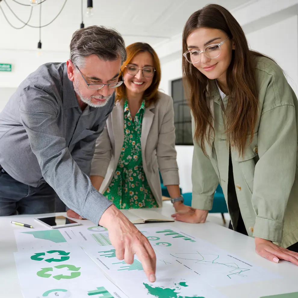 Team jobber med bærekraftsstrategi og organisasjonsutvikling