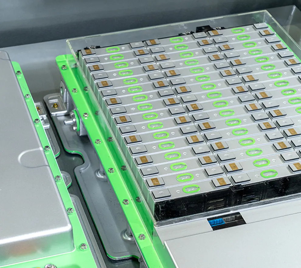 nærbilde av anode i litiumionbatter